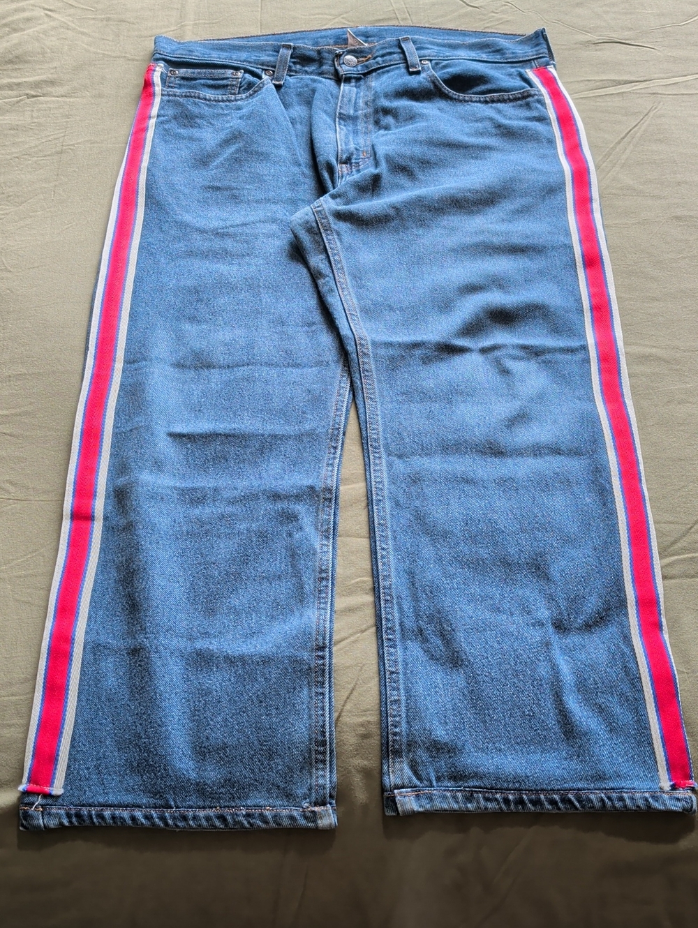 Wide Leg Jeans With Side Stripes